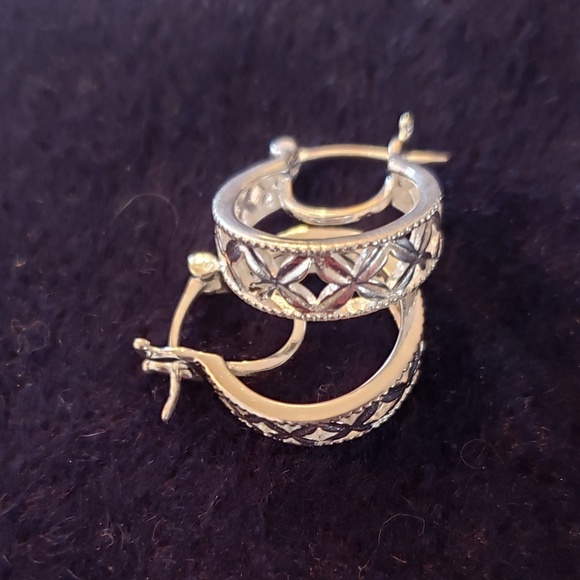 Sterling Hoop Earrings - Picture 2 of 2